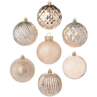 Lot de 18 décorations des Fêtes en forme de boules – rose doré