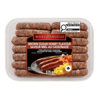 Marc Angelo Saucisses à déjeuner à saveur de cassonade et miel 375 g, 2,13 $/100g
