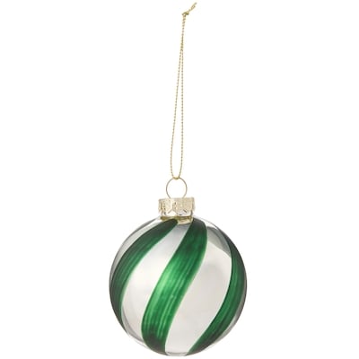 Lot de 4 décorations des Fêtes en verre rayé&nbsp;–&nbsp;vert forêt