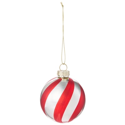 Lot de 4 décorations des Fêtes en verre rayé&nbsp;–&nbsp;rouge