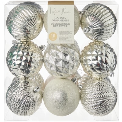 Life at Home Lot de 18 décorations des Fêtes en forme de boules – argent 1 ea, 19,00 $/1ch