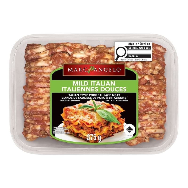 Artisan boulanger Thierry Meunier 絶版 Marcangelo Mild Italian Ground Pork Sausage Meat - 375 g | Zehrs