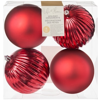 Life at Home Mixed Finish Holiday Ornaments 4 Pack - Red 1 ea, $10.00/1ea