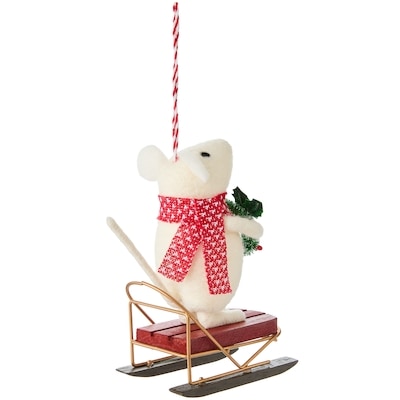 Décoration de souris en feutre avec couronne