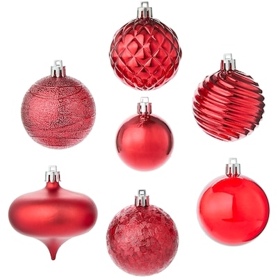 Lot de 50 décorations des Fêtes de formes variées – rouge