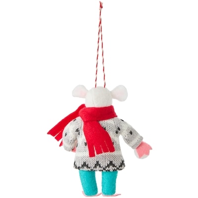 Décoration de souris en feutre avec balles de neige