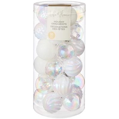 Life at Home Ball Holiday Ornaments 30 Pack - White 1 ea, $10.00/1ea
