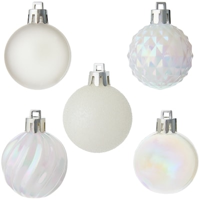 Ball Holiday Ornaments 30 Pack - White