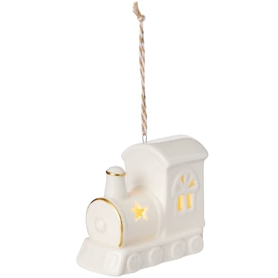 Light Up Ceramic Train Ornament