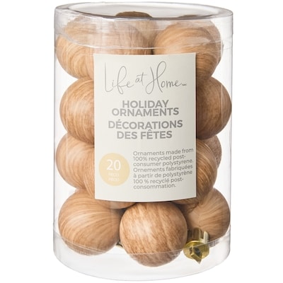 Life at Home Woodgrain Ball Holiday Ornaments 20 Pack - Blonde 1 ea, $6.00/1ea