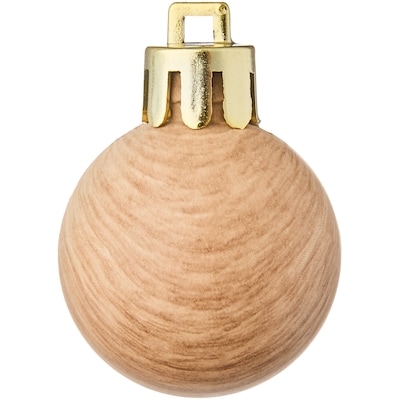 Lot de 20 décorations des Fêtes en forme de boules à effet bois – bois blond