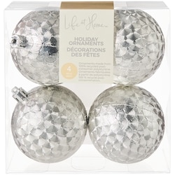 Life at Home Iced Holiday Ornaments 4 Pack - Silver 4 ea, $1.75/1ea