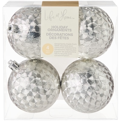 Life at Home Iced Holiday Ornaments 4 Pack - Silver 4 ea, $1.75/1ea
