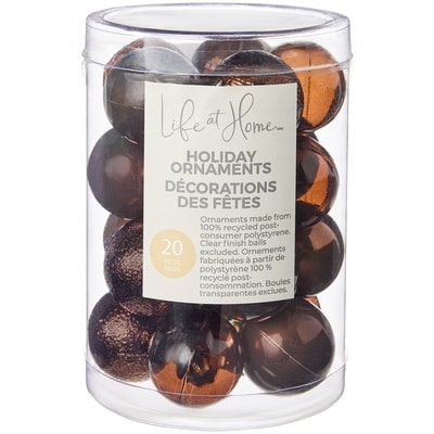 Life at Home Ball Holiday Ornaments 20 Pack - Brown 1 ea, $5.00/1ea