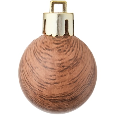 Lot de 20 décorations des Fêtes en forme de boules à effet bois – beige