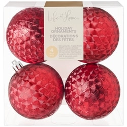 Life at Home Lot de 4 décorations des Fêtes à effet givré – rouge 4 ea, 1,75 $/1ch