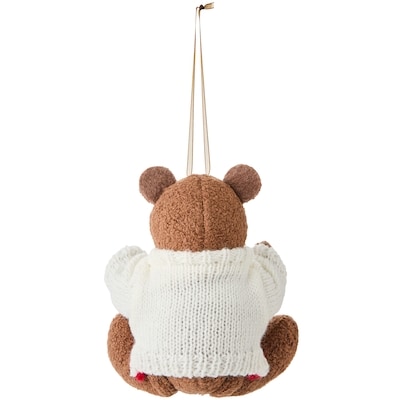 Décoration d’ourson en chandail – motif nordique rouge