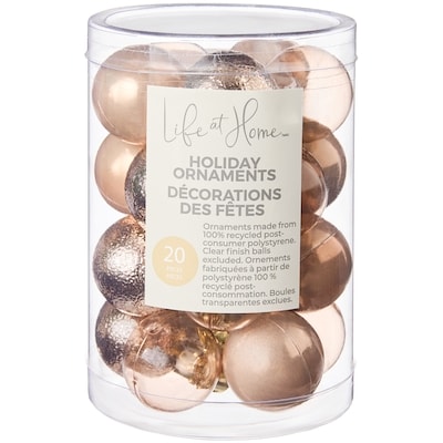 Life at Home Lot de 20 décorations des Fêtes en forme de boules – rose doré 1 ea, 5,00 $/1ch