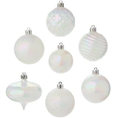 Mixed Shape Holiday Ornaments 50 Pack - White