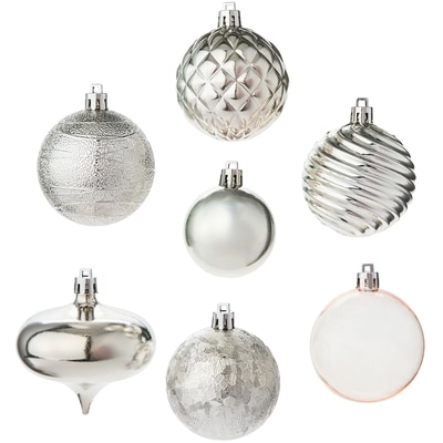 Mixed Shape Holiday Ornaments 50 Pack - Silver