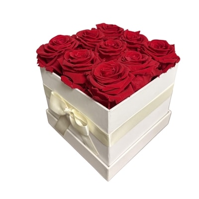 null Boîte de roses préservées, 9 tiges 1 ea, 100,00 $/1ch