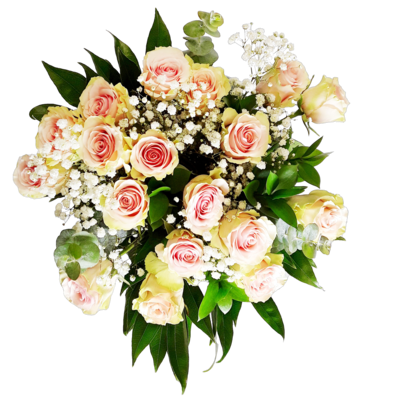null 18 Stem Roses with Greens & Babies Breath 1 ea, $55.00/1ea
