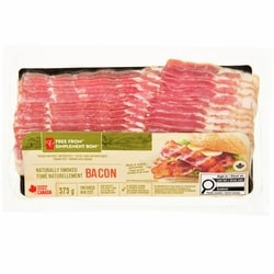 President's Choice Free From Naturally Smoked Bacon 375 g, $2.40/100g