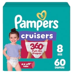Pampers Diapers - Cruisers 360° - Size 8, 60 Count 60 ea, $0.70/1ea