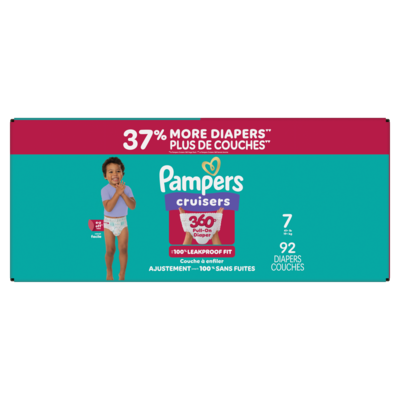 Pampers Diapers - Cruisers 360° - Size 7, 92 Count 92 ea, $0.64/1ea