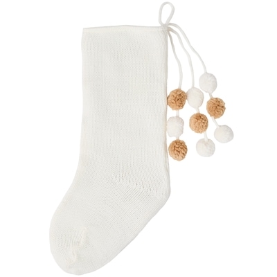 Polka Dot Knit Stocking - White