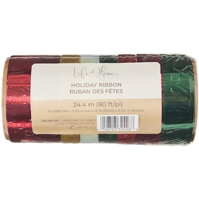 Life at Home Lot de 8 rubans des Fêtes – rouge 1 ea, 3,00 $/1ch