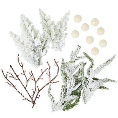 Décoration des Fêtes de verdure variée – mélange givré 
