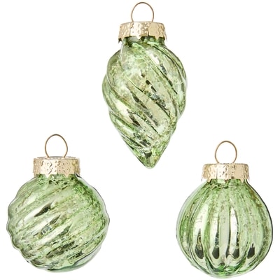 Mini Glass Ornaments 9 Pack - Mint