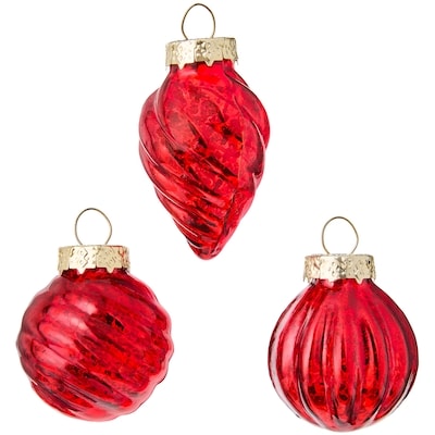 Lot de 9 mini-ornements en verre – rouge