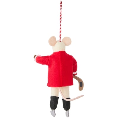 Décoration de souris hockeyeuse en feutre