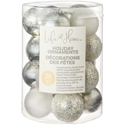 Life at Home Lot de 20 décorations des Fêtes en forme de boules – argenté 20 ea, 0,25 $/1ch