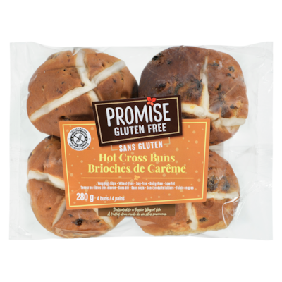 Promise Gluten Free Brioches de carême sans gluten, lot de 4 280 g, 2,68 $/100g