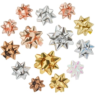 Holiday Gift Bows 45 Pack - Gold and Silver Metallic Mix