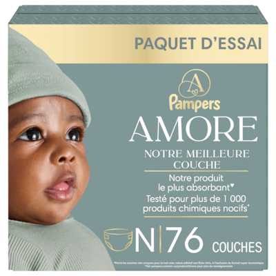 Pampers Couches AMORE, taille 0, 76 unités 76 ea, 0,45 $/1ch
