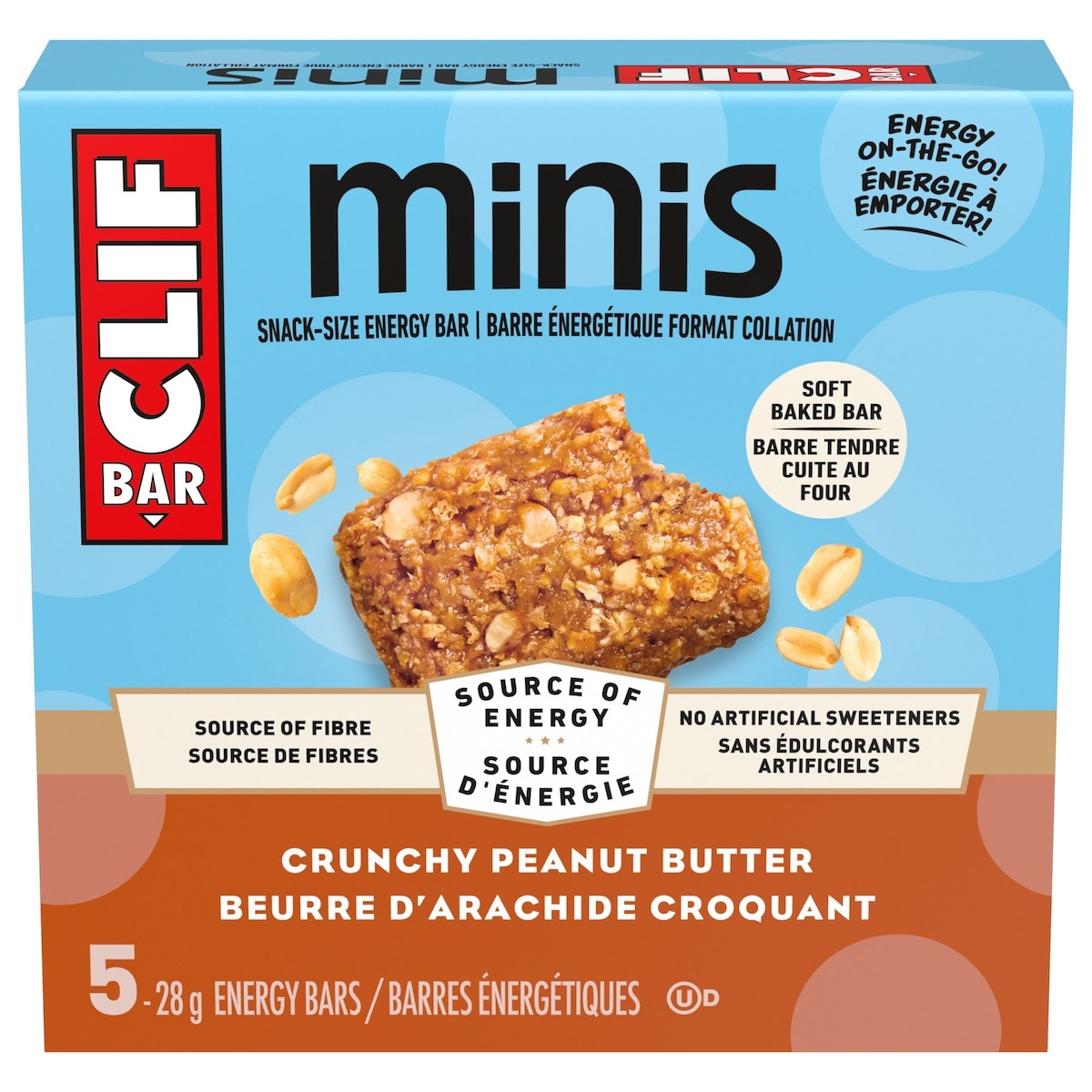 CLIF BAR Minis, Snack-Size Energy Bars Crunchy Peanut Butter Pack of 5