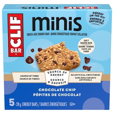 Clif BAR Minis, barre énergétique format collation pépites de chocolat paquet de 5 barres 5x28.0 g, 4,85 $/100g