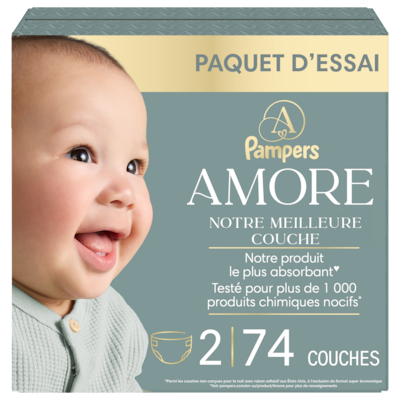 Pampers Couches AMORE, taille 2, 74 unités 74 ea, 0,46 $/1ch