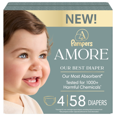 Pampers AMORE Diapers, Size 4, 58 Count 58 ea, $0.59/1ea