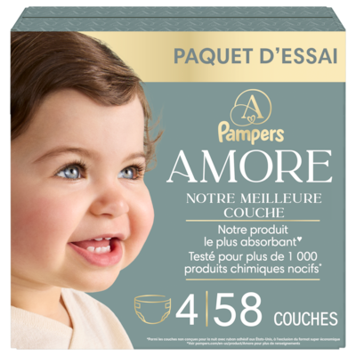 Pampers Couches AMORE, taille 4, 58 unités 58 ea, 0,59 $/1ch
