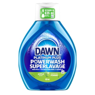 Dawn Platinum Plus Powerwash Dish Spray Apple Scent Refill 635 ml, $1.02/100ml