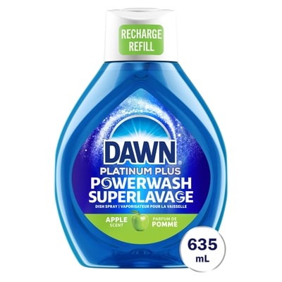 Dawn Vaporisateur pour la vaisselle Platinum Plus Superlavage, parfum Pomme, recharge 635 ml, 1,26 $/100ml