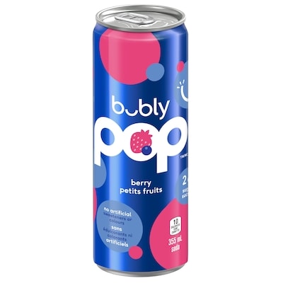 Eau pétillante Bubly Eau Pétillante Petits fruits Bubly Pop 355 ml, 0,70 $/100ml