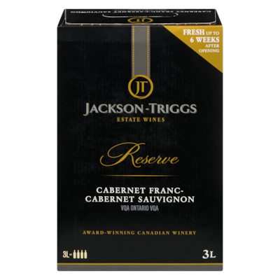 Jackson Triggs Cabernet Franc-Cabernet Sauvignon (ID required at pick-up) 3 l, $1.67/100ml