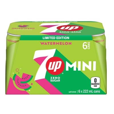 7Up Zero Sugar Watermelon Soft Drink 6x222.0 ml, $0.37/100ml