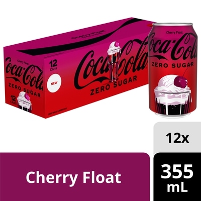Coca-Cola Cola Zero Sugar Cherry Float Soda Pop Fridge Pack Cans 12x355.0 ml, $0.19/100ml